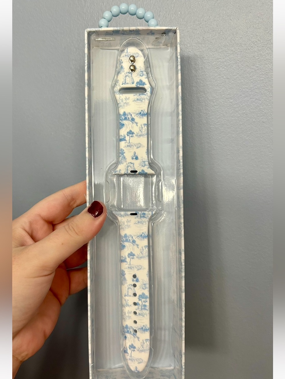 Poppy Apple watch bands, one blue floral one pink stripes both styles for $20